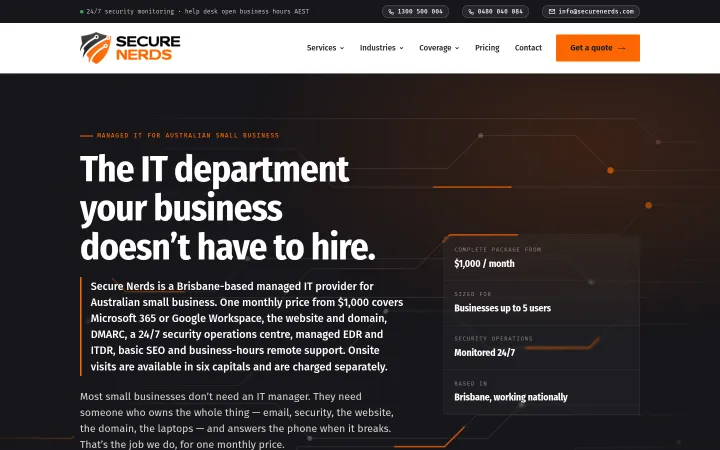 Secure Nerds homepage &mdash; built and managed by Elite Dev
